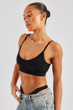 Women CLO-TOP-TEE Cernucci Jersey Bralet - Black