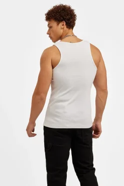 CLO-TOP-TEE Cernucci Muscle Fit Ribbed Vest - White