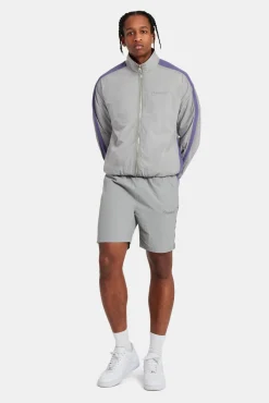 CLO-SET Cernucci Panelled Nylon Track Jacket & Short Set - Charcoal
