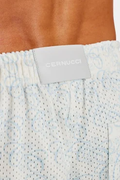 CLO-BOT Cernucci Repeat Logo Mesh Short - Light Blue