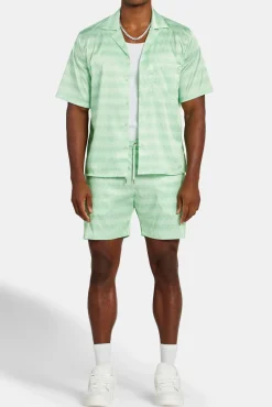 CLO-BOT Cernucci Repeat Printed Satin Short - Lime