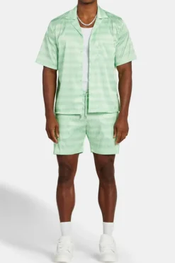 CLO-TOP-SHIR Cernucci Repeat Printed Satin Shirt - Lime
