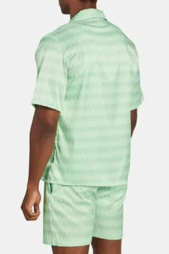 CLO-TOP-SHIR Cernucci Repeat Printed Satin Shirt - Lime