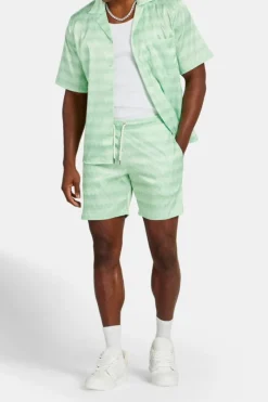 CLO-TOP-SHIR Cernucci Repeat Printed Satin Shirt - Lime
