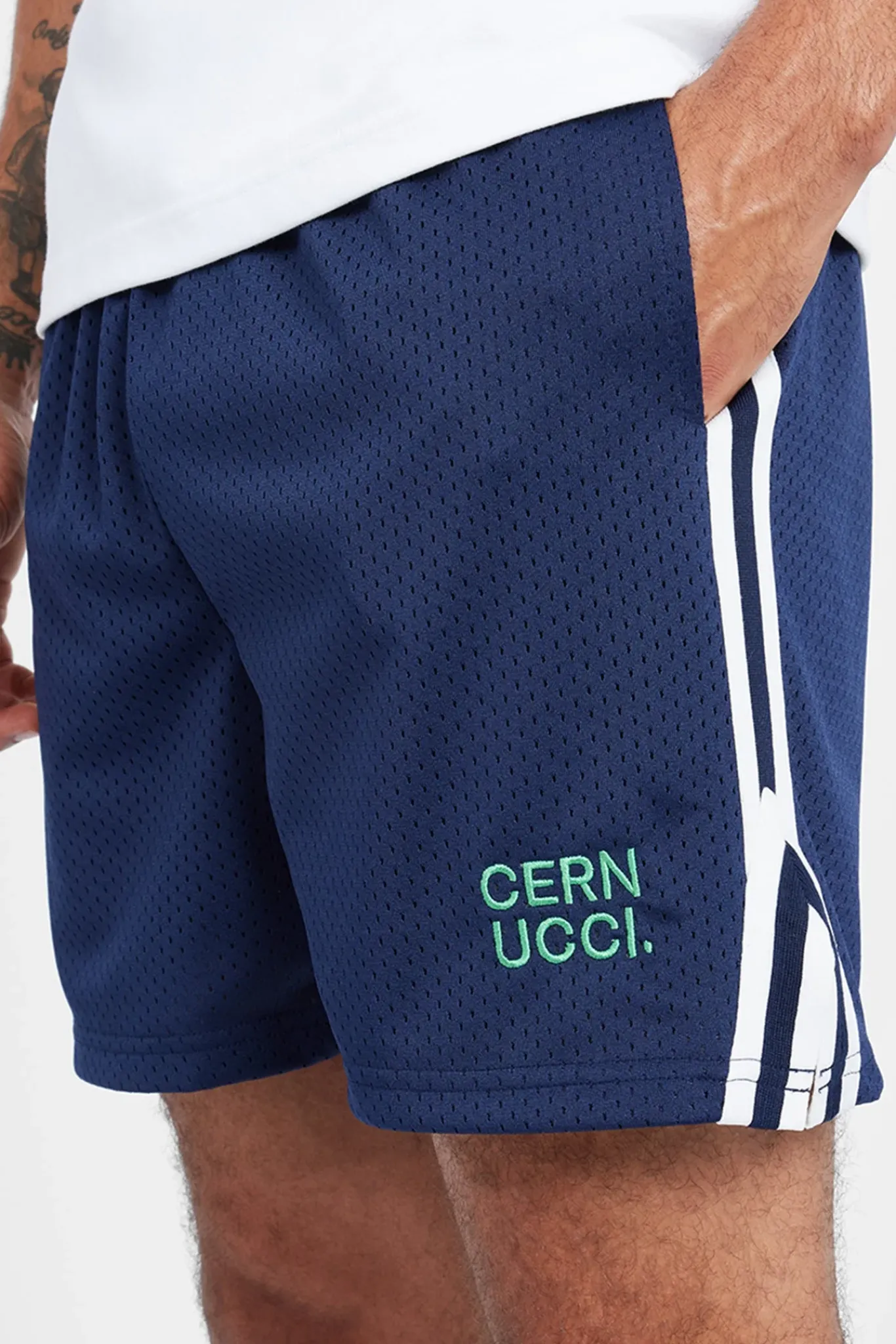 CLO-BOT Cernucci Text Mesh Short - Navy
