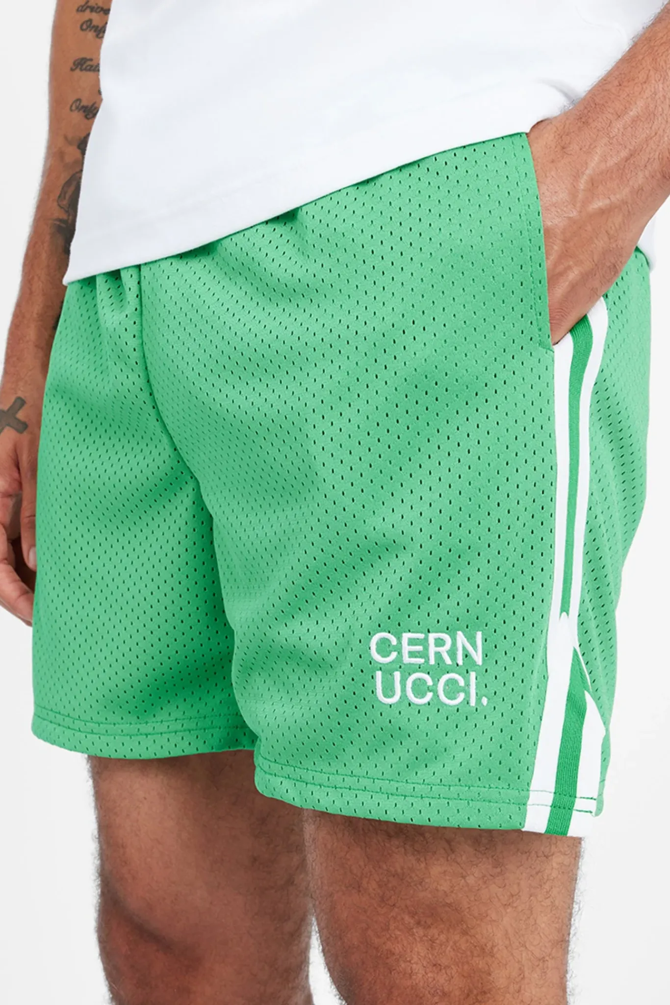 CLO-BOT Cernucci Text Mesh Short - Green