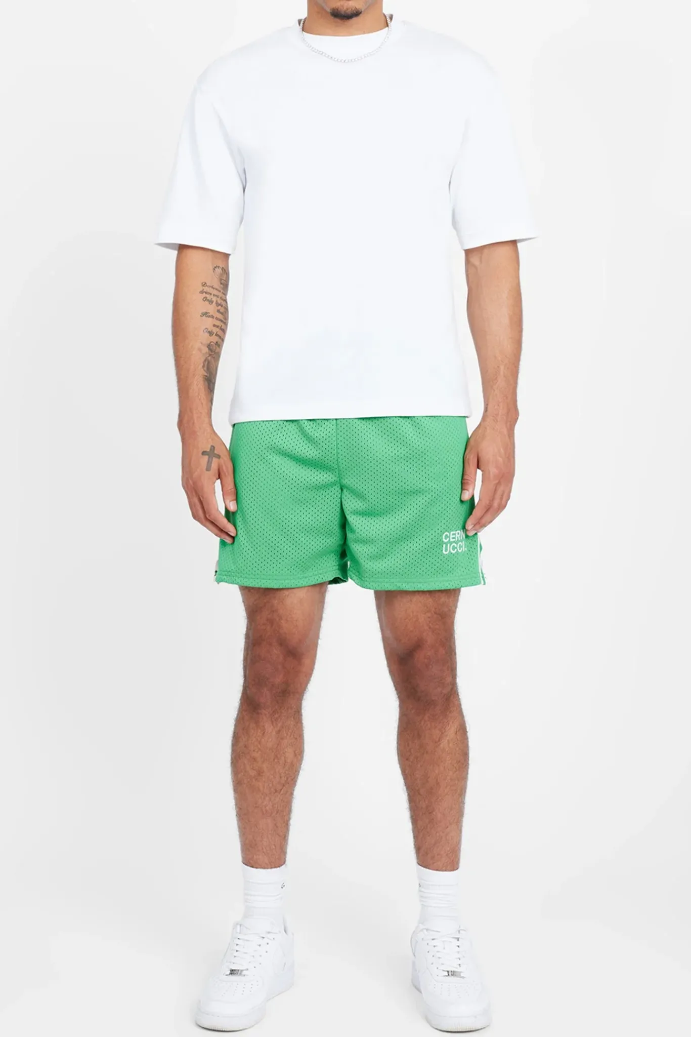 CLO-BOT Cernucci Text Mesh Short - Green