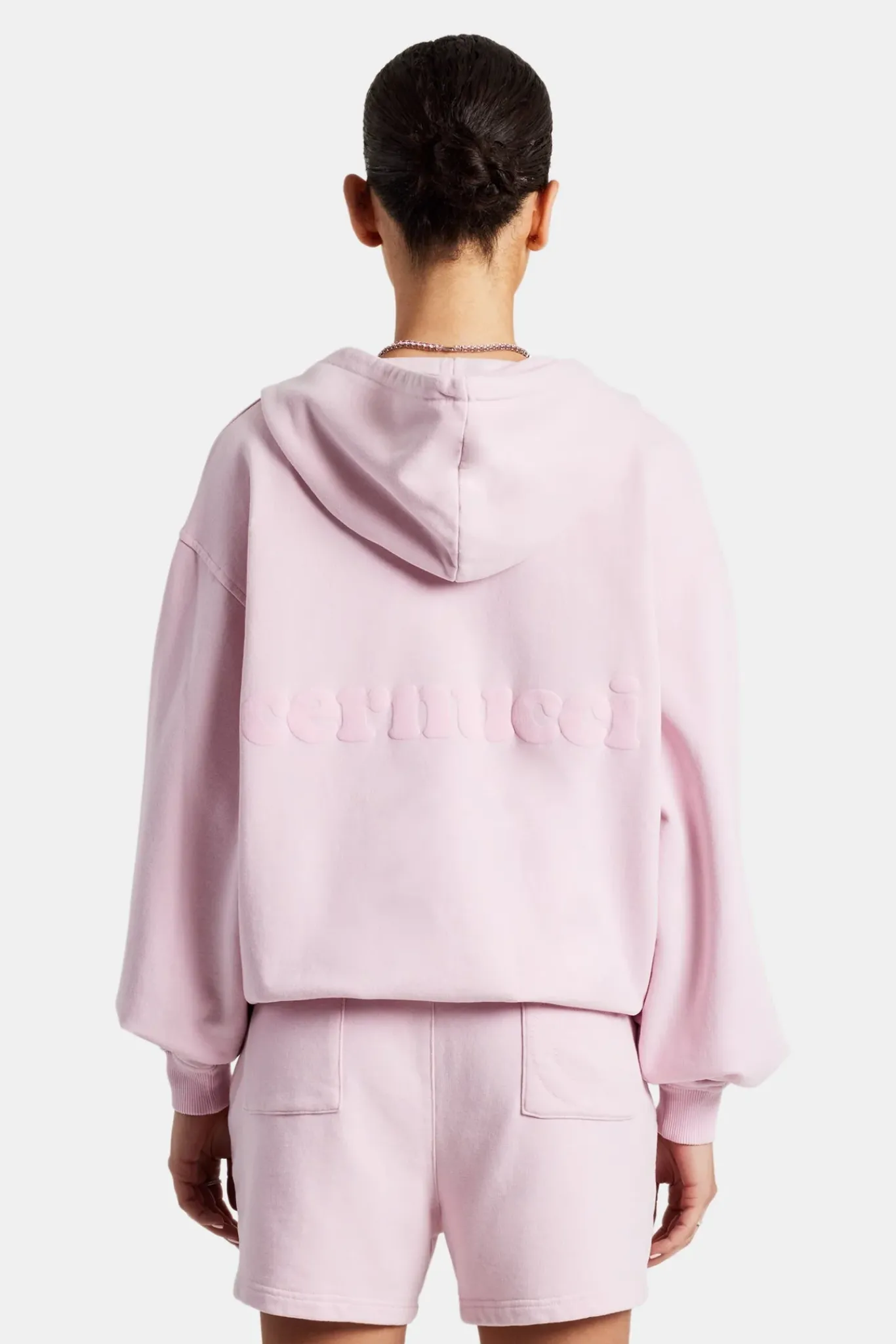 Women CLO-SET Cernucci Zip Through Hoodie & Short Set - Pink