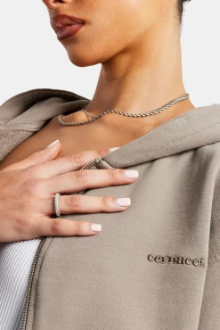 Women CLO-TOP-HS-HOOD Cernucci Zip Through Hoodie - Taupe