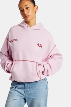 Women CLO-TOP-HS-HOOD Cherub Print Hoodie - Bubblegum