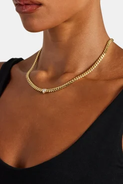 Women JWL-CHN Clear Heart Cuban Chain - 5mm