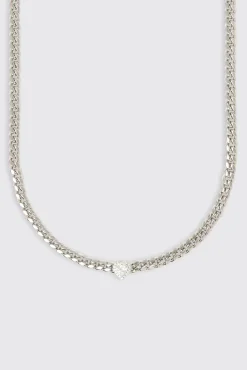 Women JWL-CHN Clear Heart Cuban Chain - 5mm - White