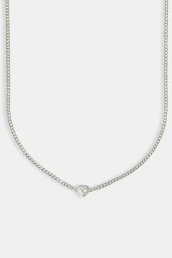 Women JWL-CHN Clear Heart Micro Cuban Chain - 2.5mm - White