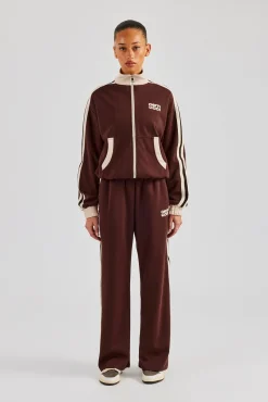 Women CLO-SET Colour Block Track Jacket & Pant - Chocolate