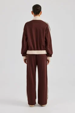 Women CLO-SET Colour Block Track Jacket & Pant - Chocolate