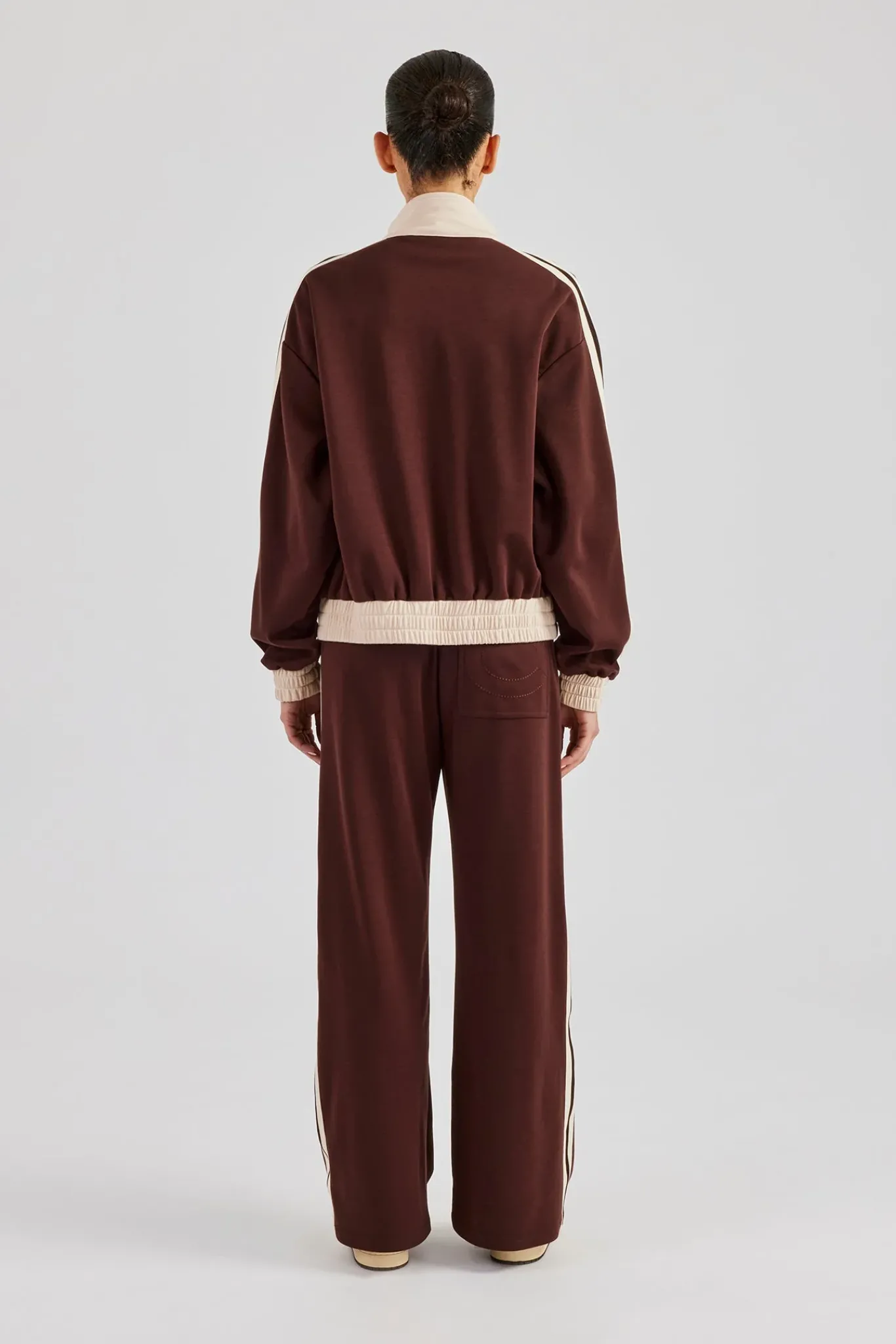 Women CLO-SET Colour Block Track Jacket & Pant - Chocolate
