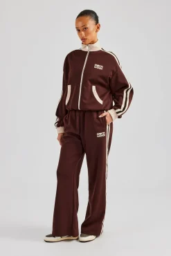 Women CLO-TOP-OUT Colour Block Track Jacket - Chocolate