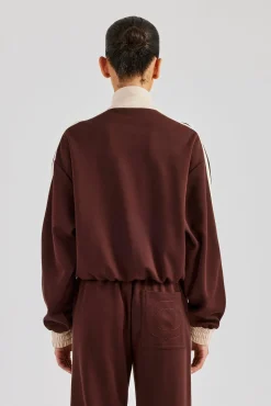 Women CLO-TOP-OUT Colour Block Track Jacket - Chocolate