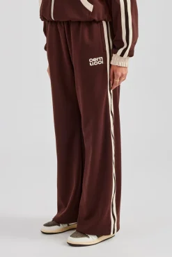 Women CLO-BOT-TRO Colour Block Wide Leg Track Pant - Chocolate