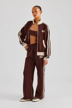 Women CLO-BOT-TRO Colour Block Wide Leg Track Pant - Chocolate