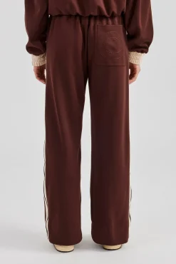 Women CLO-BOT-TRO Colour Block Wide Leg Track Pant - Chocolate