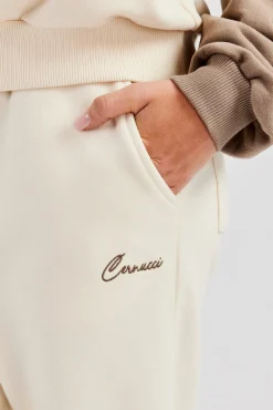Women CLO-BOT-TRO Contrast Embroidered Cuffed Jogger - White