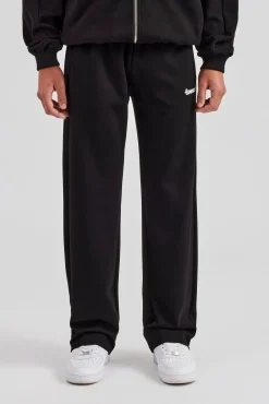 CLO-BOT-TRO Contrast Embroidery Straight Leg Jogger - Black