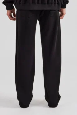 CLO-BOT-TRO Contrast Embroidery Straight Leg Jogger - Black