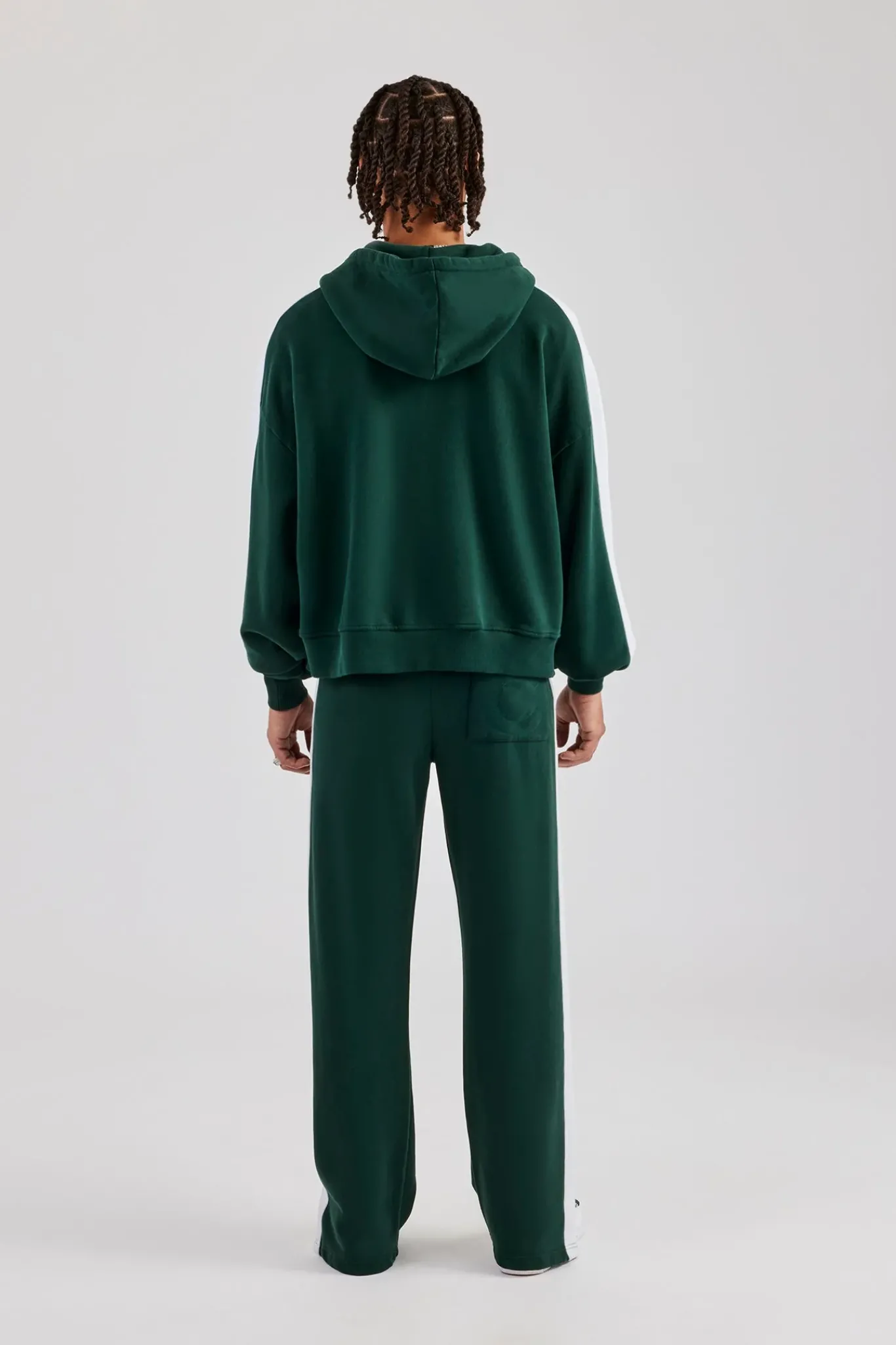 CLO-SET Contrast Panel Boxy Zip Through Tracksuit - Forest Green