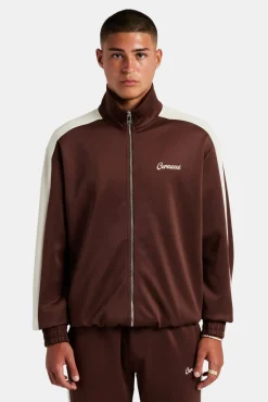 CLO-TOP-OUT Contrast Panel Track Jacket - Chocolate