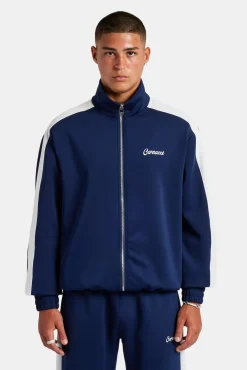 CLO-TOP-OUT Contrast Panel Track Jacket - Navy