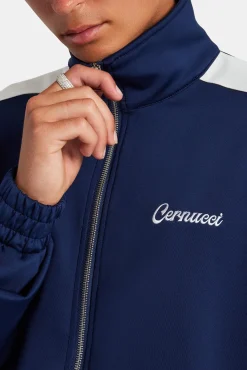 CLO-TOP-OUT Contrast Panel Track Jacket - Navy