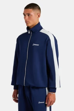 CLO-TOP-OUT Contrast Panel Track Jacket - Navy
