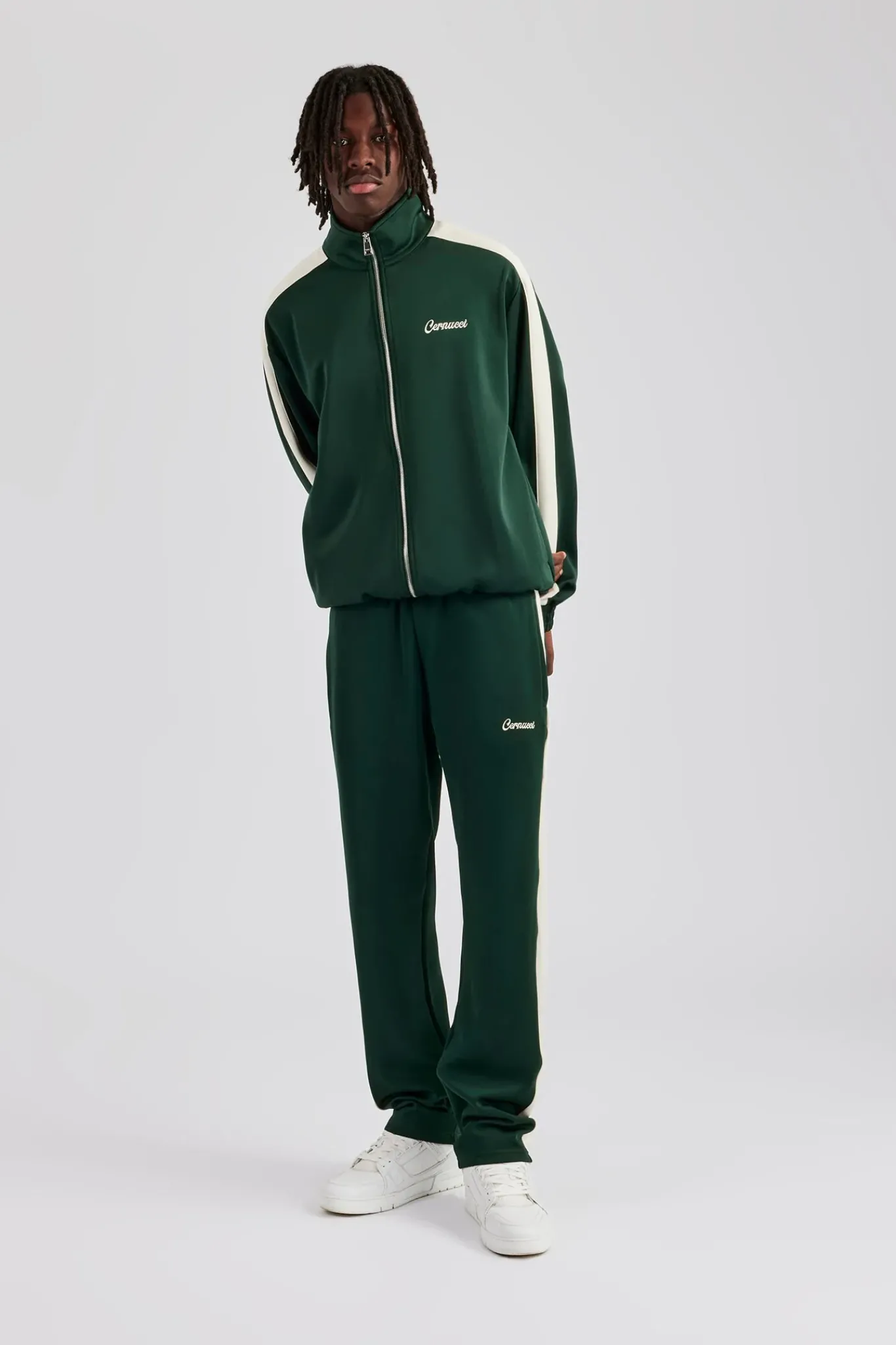 CLO-SET Contrast Panel Tracksuit - Forest Green