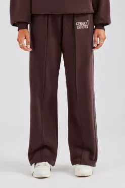 Women CLO-BOT-TRO Contrast Stitch Pearl Jogger - Chocolate