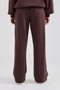Women CLO-BOT-TRO Contrast Stitch Pearl Jogger - Chocolate