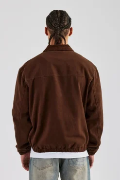 CLO-TOP-OUT Cord Collar Carpenter Twill Harrington - Chocolate