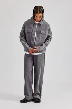 CLO-BOT-TRO Cord Straight Leg Trouser - Grey