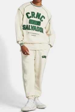 CLO-BOT-TRO Crnc Applique Varsity Jogger - Ecru