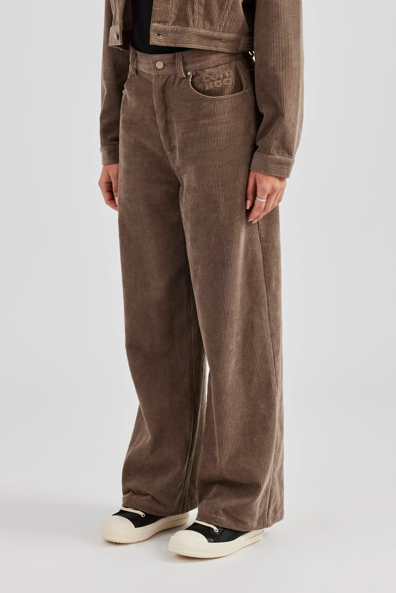Women CLO-SET Cropped Cord Jacket & Trouser - Taupe
