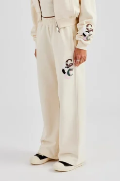 Women CLO-SET Cropped Washed Layered Applique Tracksuit - Off White