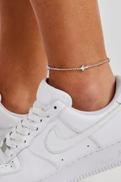 Women JWL-ANK Cross Thin Link Anklet - 2.5mm - White