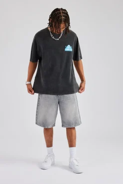 CLO-BOT-DEN Denim Bermuda Jorts - Washed Grey