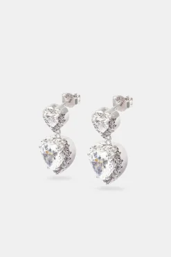 Women JWL-EAR Double Heart Drop Earrings - White