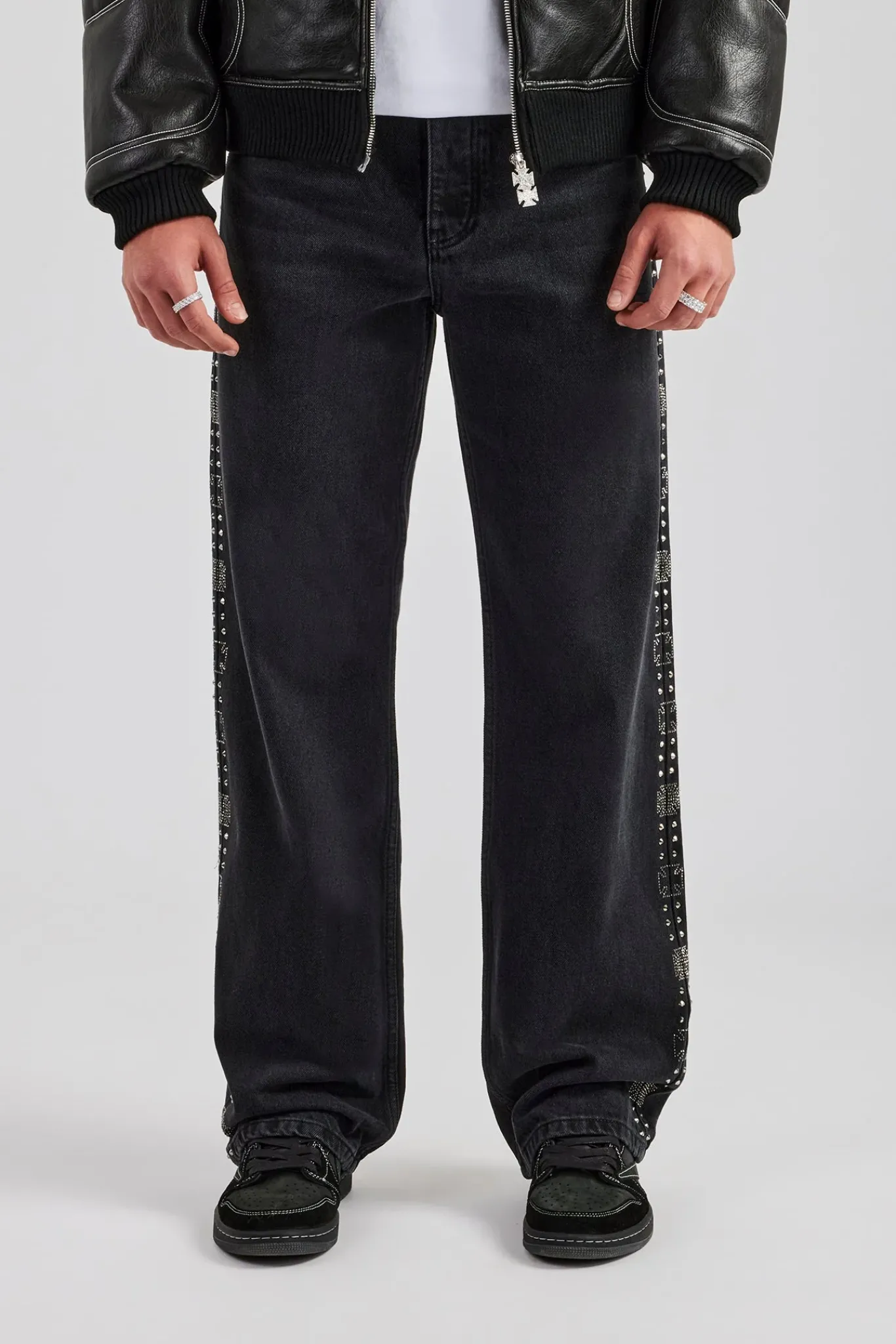 CLO-BOT-DEN Embellished Relaxed Fit Jean - Washed Black