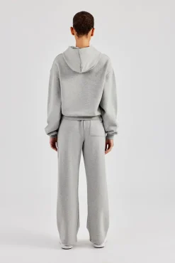 Women CLO-SET Embroidered C Hooded Tracksuit - Grey Marl