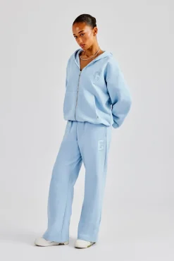 Women CLO-SET Embroidered C Zip Through Tracksuit - Baby Blue