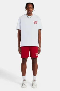 CLO-BOT Embroidered Crest Jersey Short - Red