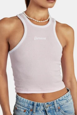 Women CLO-TOP-TEE Embroidered Crop Vest - Pink