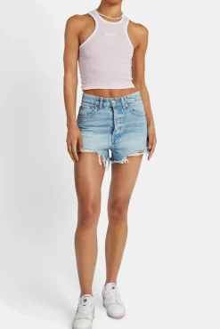 Women CLO-TOP-TEE Embroidered Crop Vest - Pink
